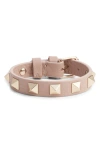 Valentino Garavani Valentino Rockstud Small Leather Bracelet In P45 Poudre