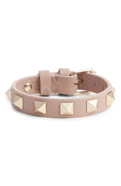 Valentino Garavani  Rockstud Small Leather Bracelet In P45 Poudre