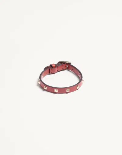 Valentino Garavani Valentino Spike Leather Bracelet Woman Papavero Uni