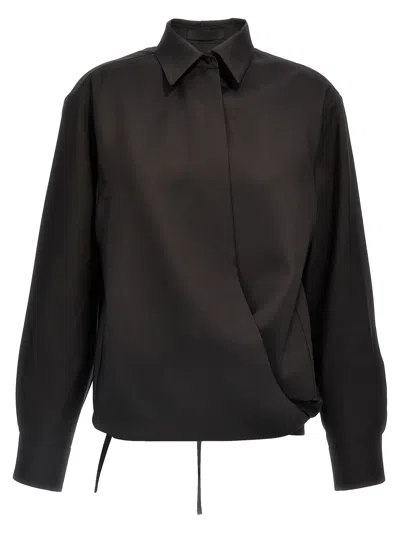 Valentino Garavani Wool Blend With Drawstring Blouse In Black