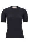 Valentino Iconographic Textured Knitwear Short Sleeves In Blue