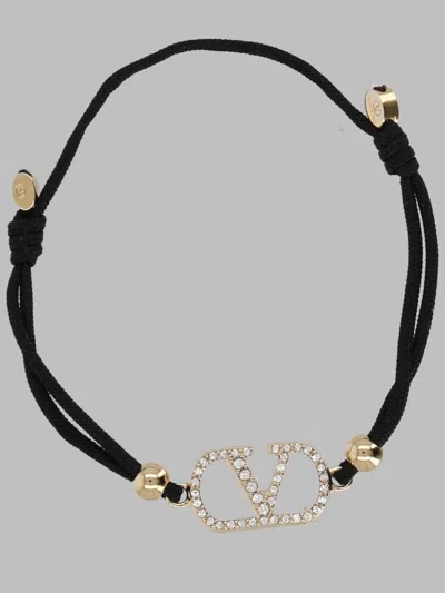 Valentino Garavani Valentino V Logo Signature Rhinestone Bracelet In Black