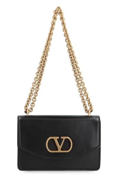 Valentino Garavani Valentino Vain Leather Shoulder Bag In Black