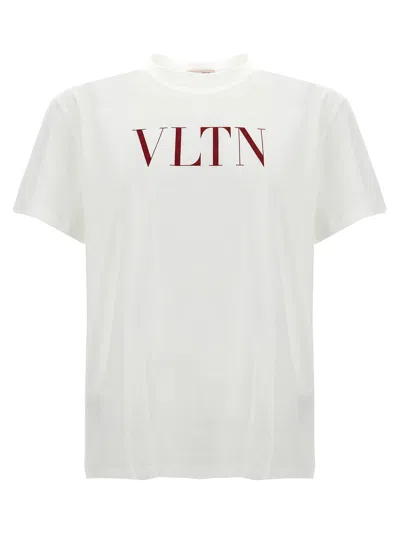 Valentino Vltn Logo-embroidered T-shirt In White