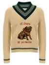 Valentino Butter-coloured Sweater With Le Chien De La Maison Embroidery In Nude