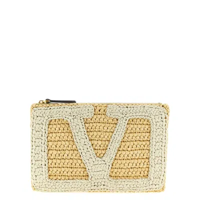 Valentino Garavani Valentinogaravani Vivasuperstar Crochet Clutch Bag In Sand