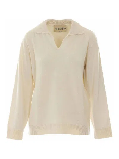 Valentino Garavani Valentno Garavani White Sweater In Neutral