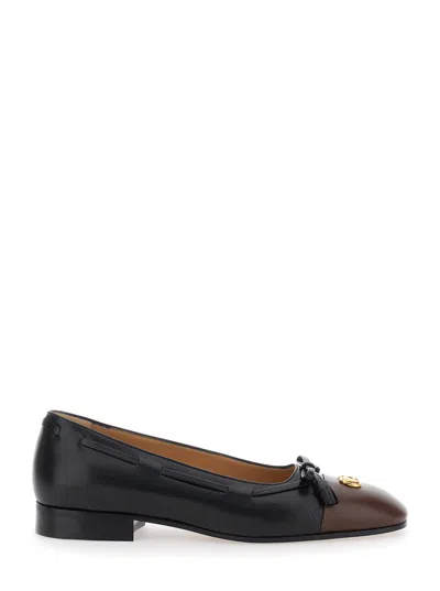 Valentino Garavani 'valet Du Roi' Black Ballet Shoes With Bow Detail And Vlogo Plaque On The Front I