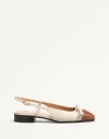 Valentino Garavani 'valet Du Roi' White Ballet Flats With Vlogo Plaque On The Front And Adjustable L In Butter/tobacco