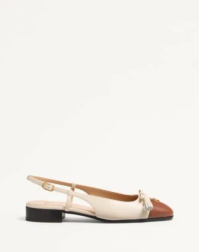 VALENTINO GARAVANI VALENTINO GARAVANI VALET DU ROI KID SLINGBACK BALLERINA 25MMM WOMAN BUTTER/TOBACCO 39.5