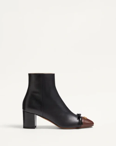 VALENTINO GARAVANI VALENTINO GARAVANI VALET DU ROI KIDSKIN LEATHER ANKLE BOOT 60MM WOMAN BLACK/COFFE 42