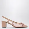 Valentino Garavani Valet Du Roi Slingback Pump In Mesh And Kidskin 60mm Woman Pink 42 In Neutral
