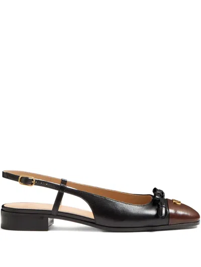 Valentino Garavani Two-tone Leather Valet Du Roe Ballerinas In Black