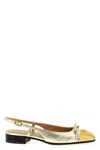 Valentino Valet Du Roi Vlogo Metallic Leather Slingback Ballerina Flats In Gold