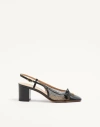Valentino Garavani Valet Du Roi Slingback Pump In Mesh And Kidskin 60mm Woman Black 41.5