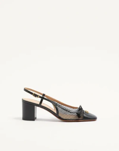 Valentino Garavani Valet Du Roi Slingback Pump In Mesh And Kidskin 60mm Woman Black 40