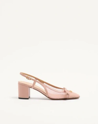 Valentino Garavani Valet Du Roi Slingback Pump In Mesh And Kidskin 60mm Woman Pink 41.5