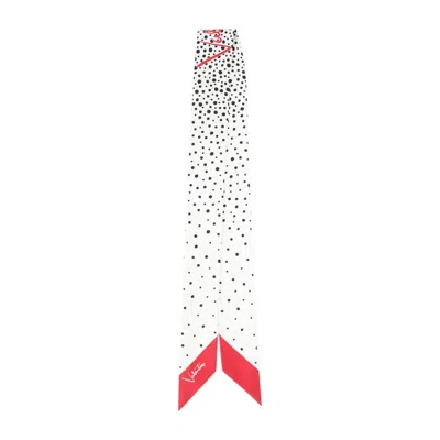 Valentino Garavani Vaniglia Nero Rosso Silk Scarf Bendeau In White