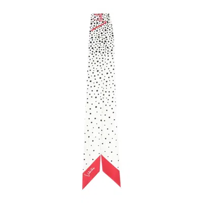 Valentino Garavani Vaniglia Nero Rosso Silk Scarf Bendeau In White