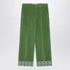 Valentino Washed Cotton-linen Velvet Trousers With Jacquard Hems