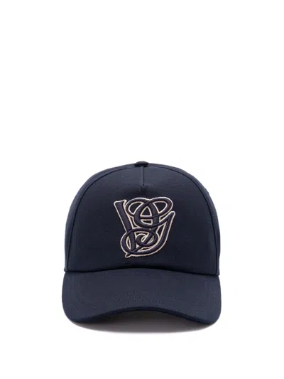 Valentino Garavani `vg Signature` Embroidery Cotton Baseball Hat In Blue