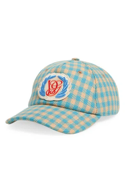 Valentino Garavani Vg Signature Patch Cotton & Virgin Wool Twill Baseball Cap In Blue