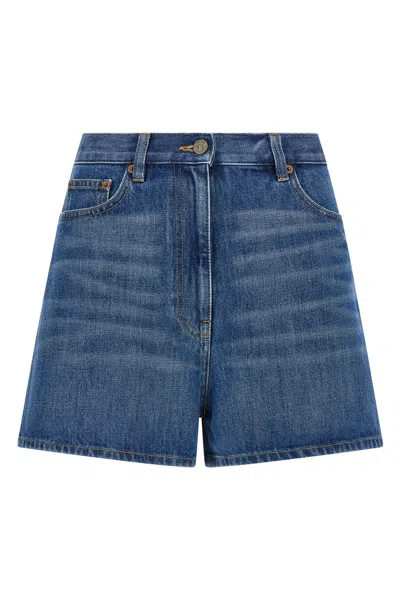 Valentino Vgold Tailored Shorts Belt Loops Pockets In Blue