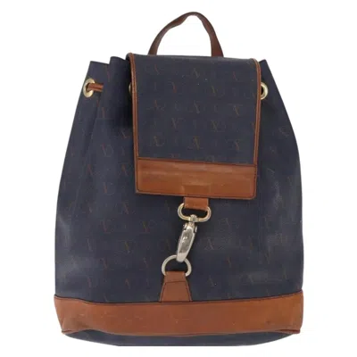Pre-owned Valentino Garavani Vintage Backpack Leather Navy Leather Backpack Bag () In Blue