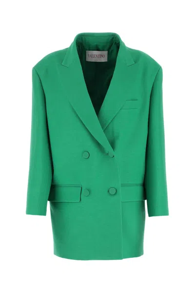 Valentino Garavani Virgin Wool & Silk Crepe Blazer In Green