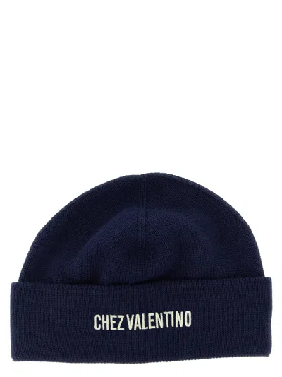 Valentino Garavani Virgin Wool Beanie In Navy