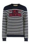 Valentino Garavani Crewneck Sweater With Bold Jacquard Motif In Black