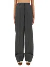 Valentino Wide Leg Wool Pants Featuring Pockets In Gray