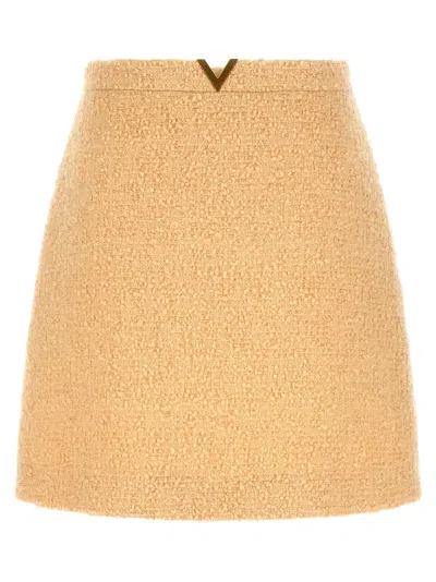 Valentino Garavani Virgin Wool Tweed Skirt In Neutral