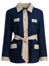 Valentino Collared Single-breasted Coat Jacket With Belted Waist In Blue