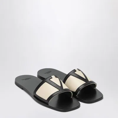 VALENTINO GARAVANI VALENTINO GARAVANI VIVA SUPERSTAR BLACK CANVAS SLIDE SANDAL