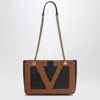 Valentino Black Nappa Leather Large Viva Superstar Shopping Bag In Black