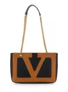 Valentino Black Nappa Leather Large Viva Superstar Shopping Bag In Brown