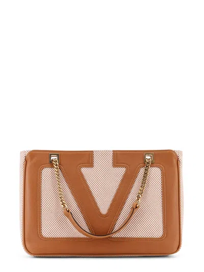 Valentino Garavani Viva Superstar Canvas Shoulder Bag In Brown