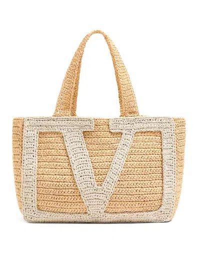 Valentino Garavani `viva Superstar Crochet` Large Tote In White