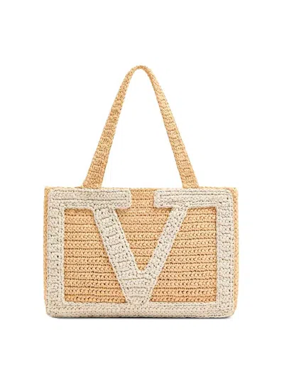 Valentino Garavani `viva Superstar Crochet` Medium Tote In White