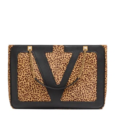 VALENTINO GARAVANI VALENTINO GARAVANI VIVA SUPERSTAR MEDIUM SHOPPING BAG IN CALFSKIN WITH PONY EFFECT