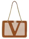 Valentino Garavani Garavani Viva Superstar Medium Canvas Shopping Bag Woman Natural/spice Uni In Beige