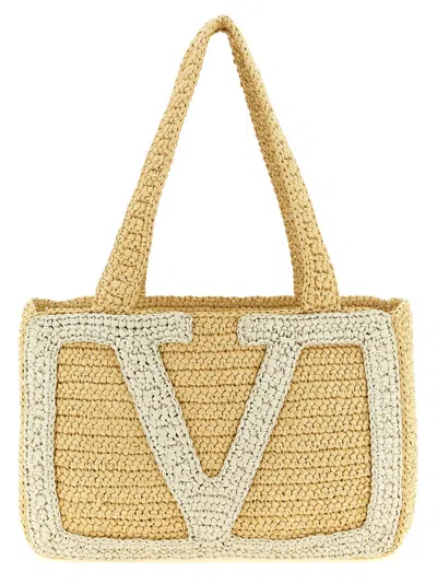 Valentino Garavani 'viva Superstar' Midi Shopping Bag In Sand