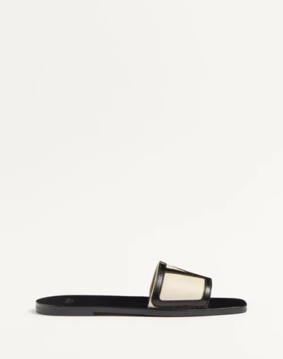 VALENTINO GARAVANI VALENTINO GARAVANI VIVA SUPERSTAR SLIDE SANDAL IN NAPPA LEATHER WOMAN BUTTER/BLACK 41