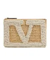 Valentino Garavani Viva Superstar Small Pouch In Synthetic Raffia