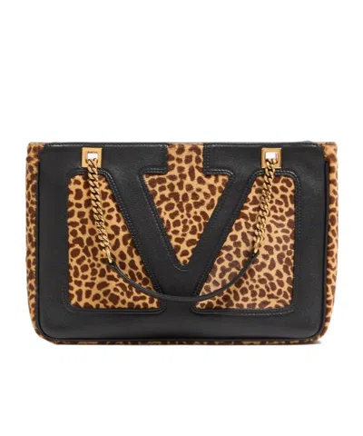 VALENTINO GARAVANI VALENTINO GARAVANI VIVA SUPERSTAR SMALL SHOPPING BAG IN PONY-EFFECT CALFSKIN