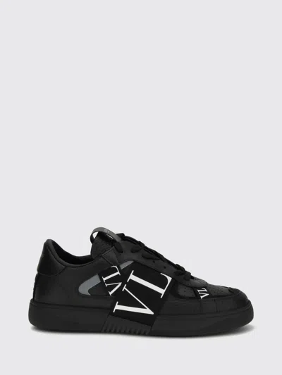 Valentino Garavani Vl7n Smooth Calf Leather Sneakers With Printed Logo In Black