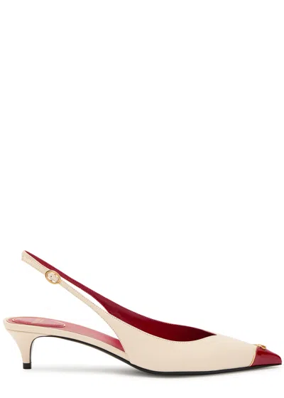 Valentino Garavani Vlogo 40 Slingback Leather Pumps In Animal Print