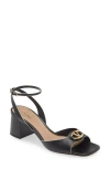 Valentino Garavani Vlogo Bold Ankle Strap Sandal In Nero/ivory