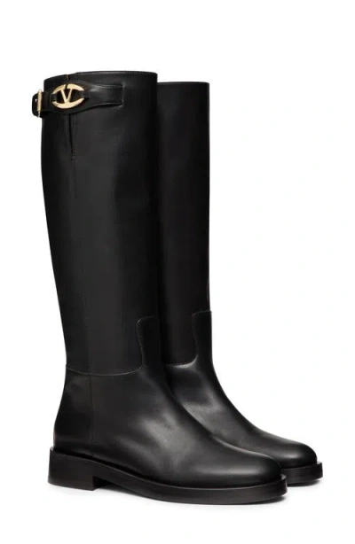 Valentino Garavani Vlogo Bold Riding Boot In Nero